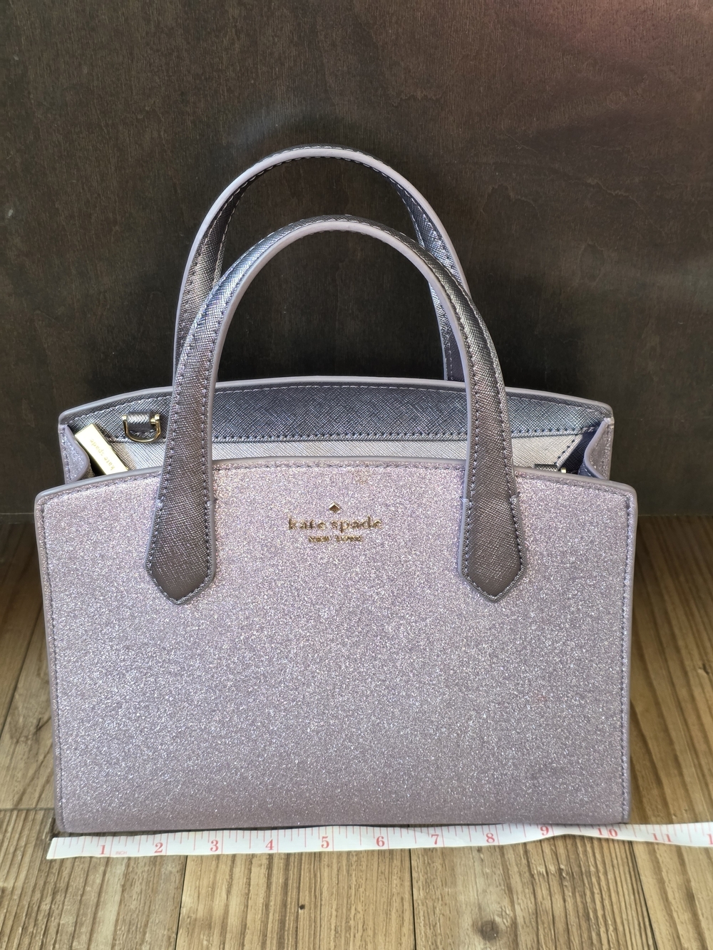 Kate Spade Tinsel Glitter Satchel Lilac Frost - Picture 7 of 9